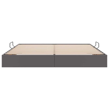 Letto con Contenitore Grigio 200 x 200 cm Pelle sintetica