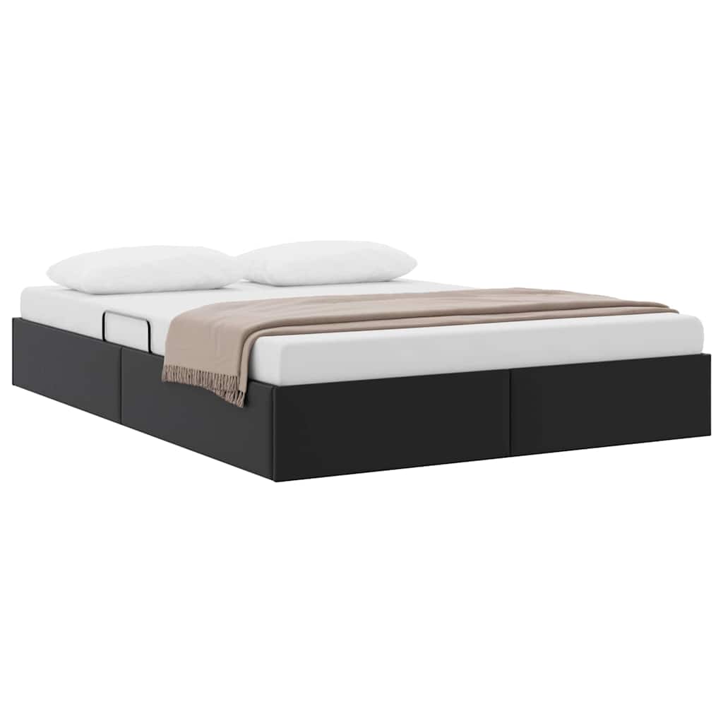 Letto con Contenitore Nero 153 x 203 cm Similpelle | homemem39