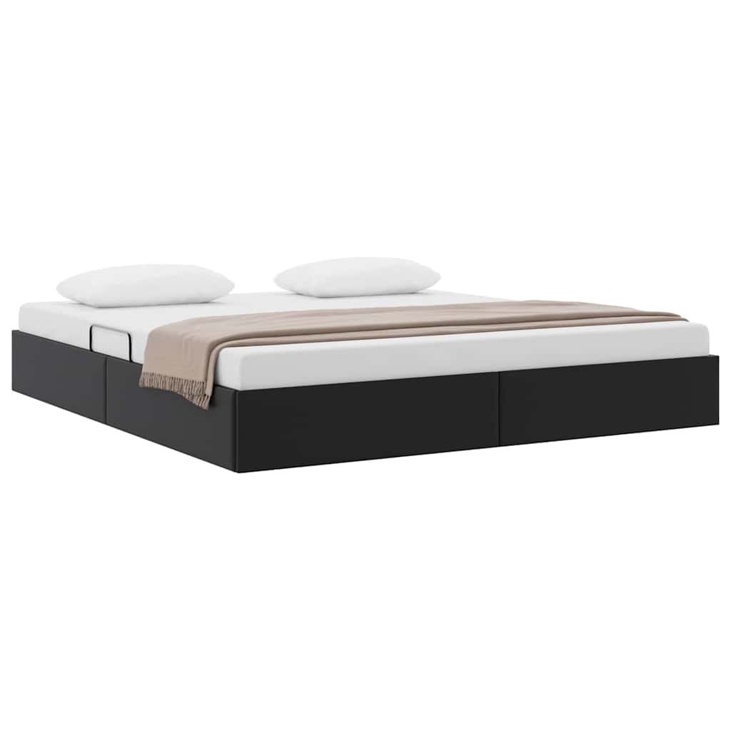 Letto con Contenitore Nero 193 x 203 cm Similpelle | homemem39