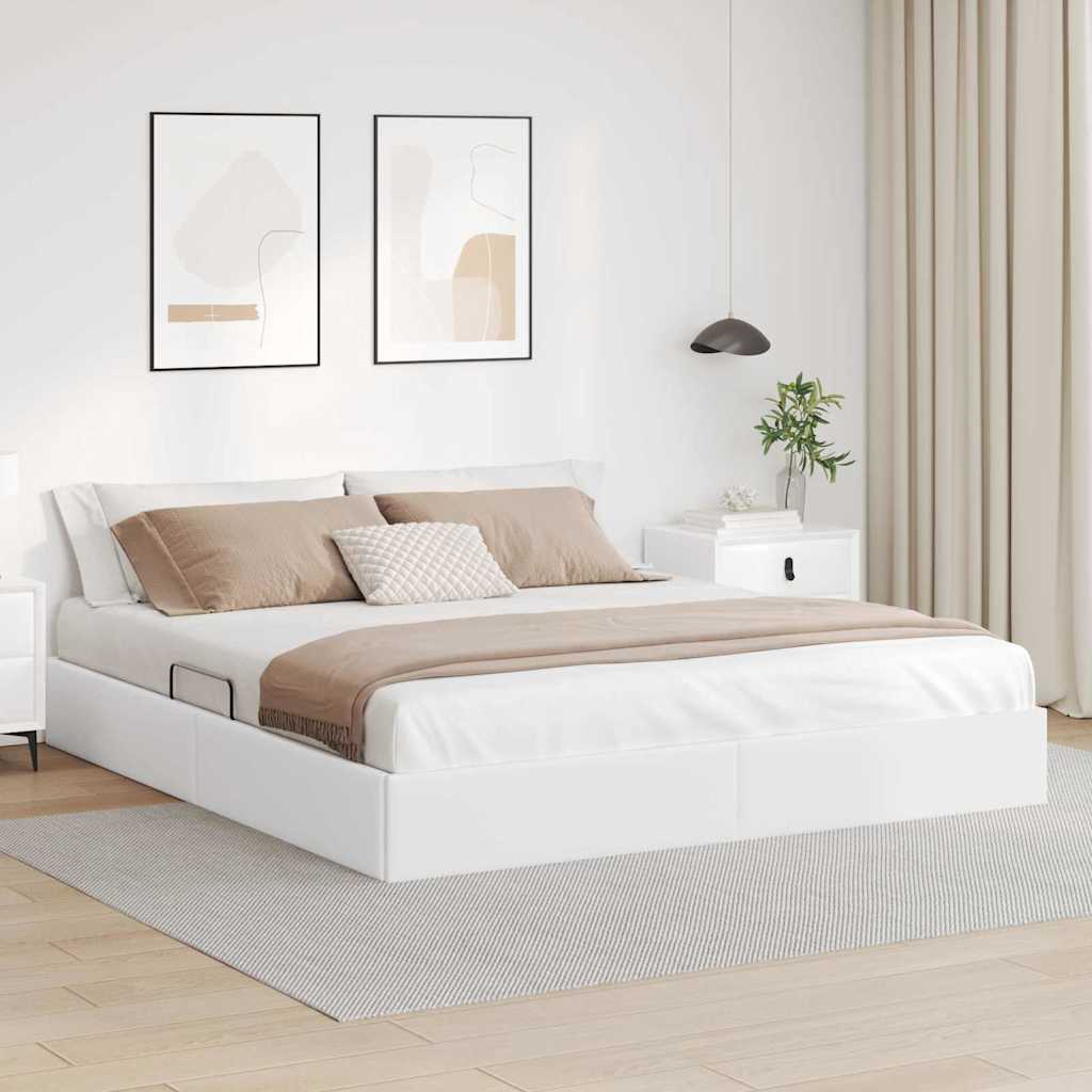 Letto con Contenitore Bianco Puro 193 x 203 cm Similpelle | homemem39