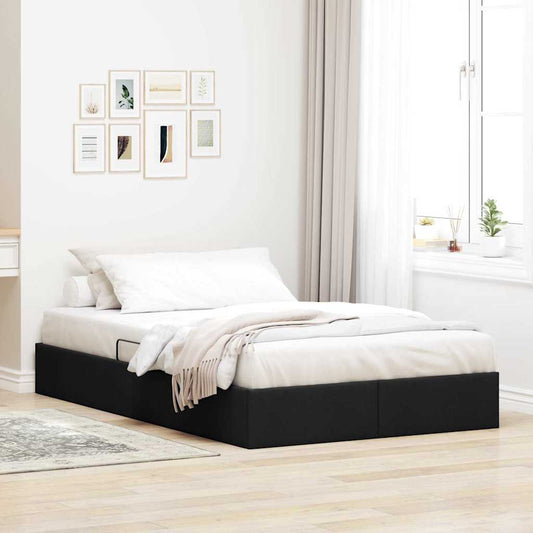 Letto con Contenitore con materasso Nero 120 x 200 cm Tessuto