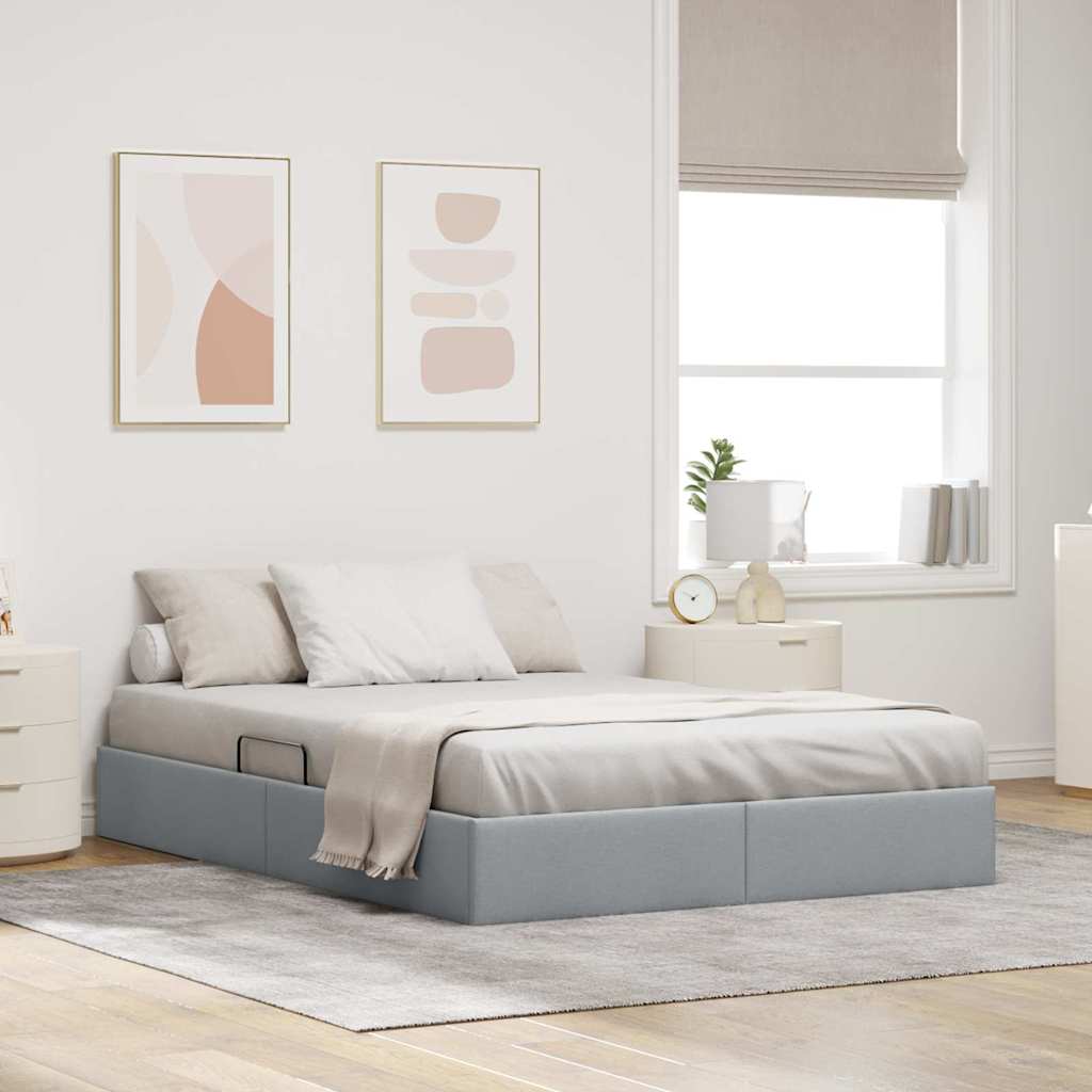 Letto con Contenitore Grigio chiaro 140 x 190 cm Tessuto
