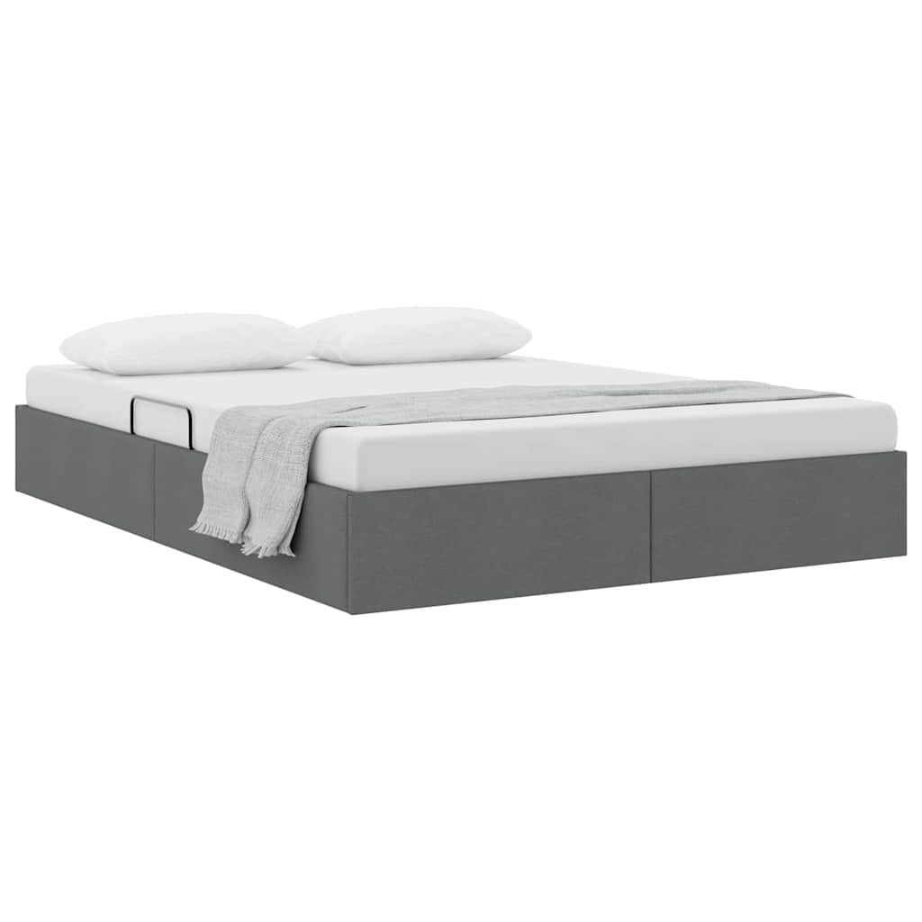 Letto con Contenitore Grigio scuro 140 x 190 cm Tessuto