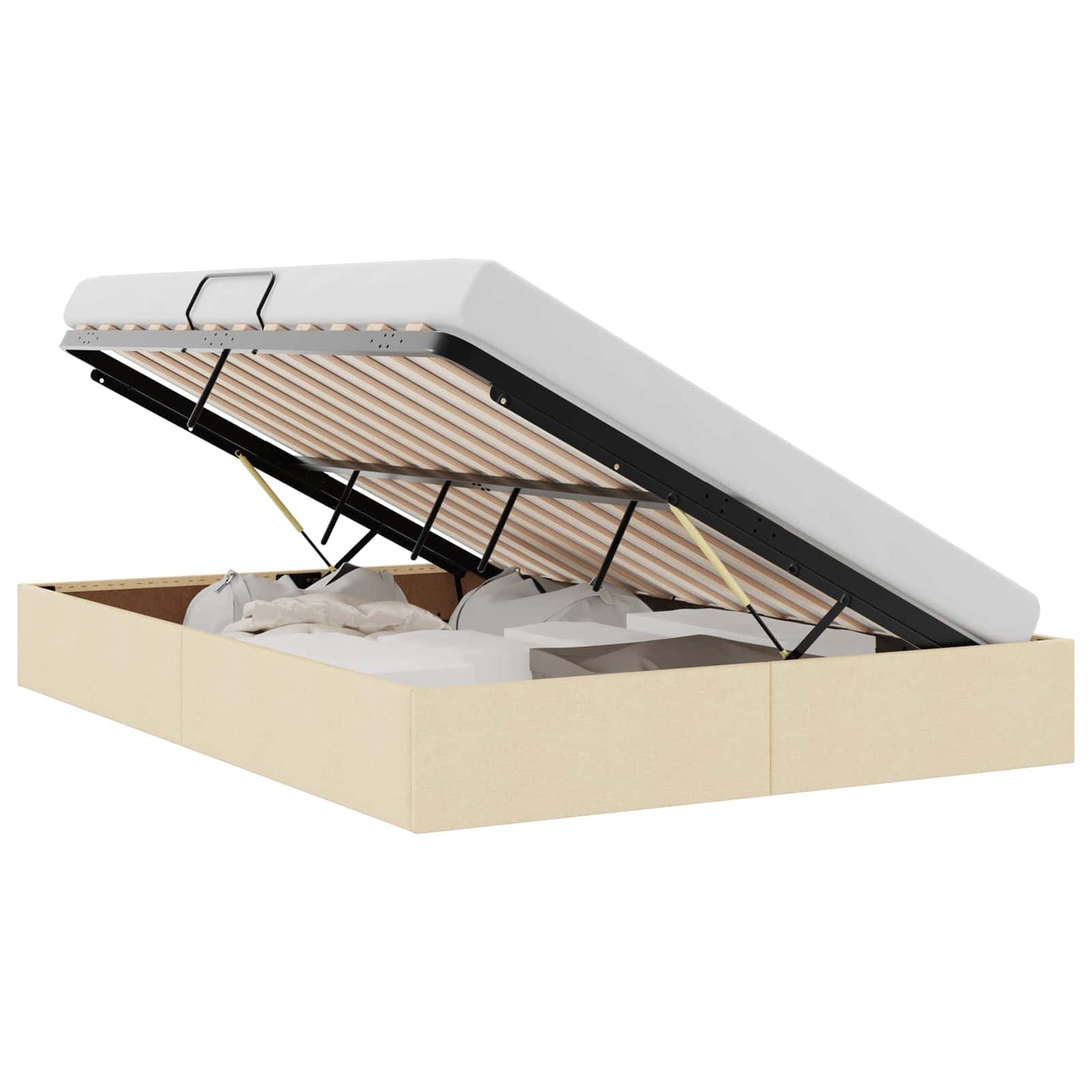 Letto con Contenitore con materasso Crema 140 x 190 cm Tessuto