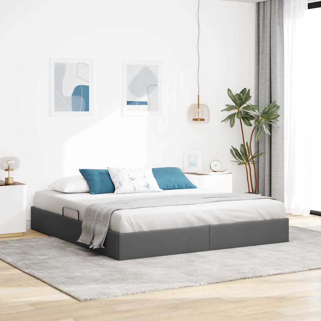 Letto con Contenitore Grigio scuro 160 x 200 cm Tessuto