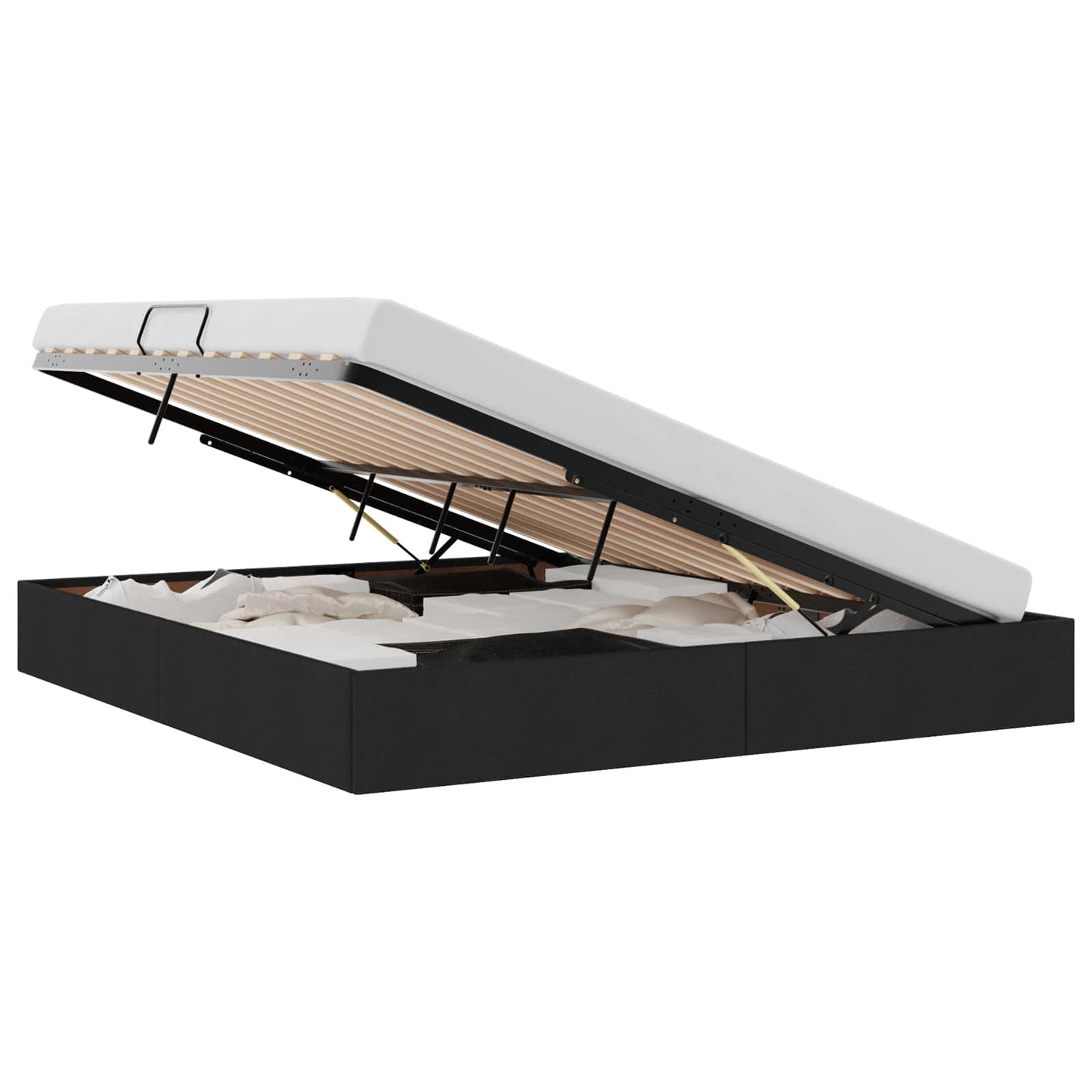 Letto con Contenitore con materasso Nero 160 x 200 cm Tessuto