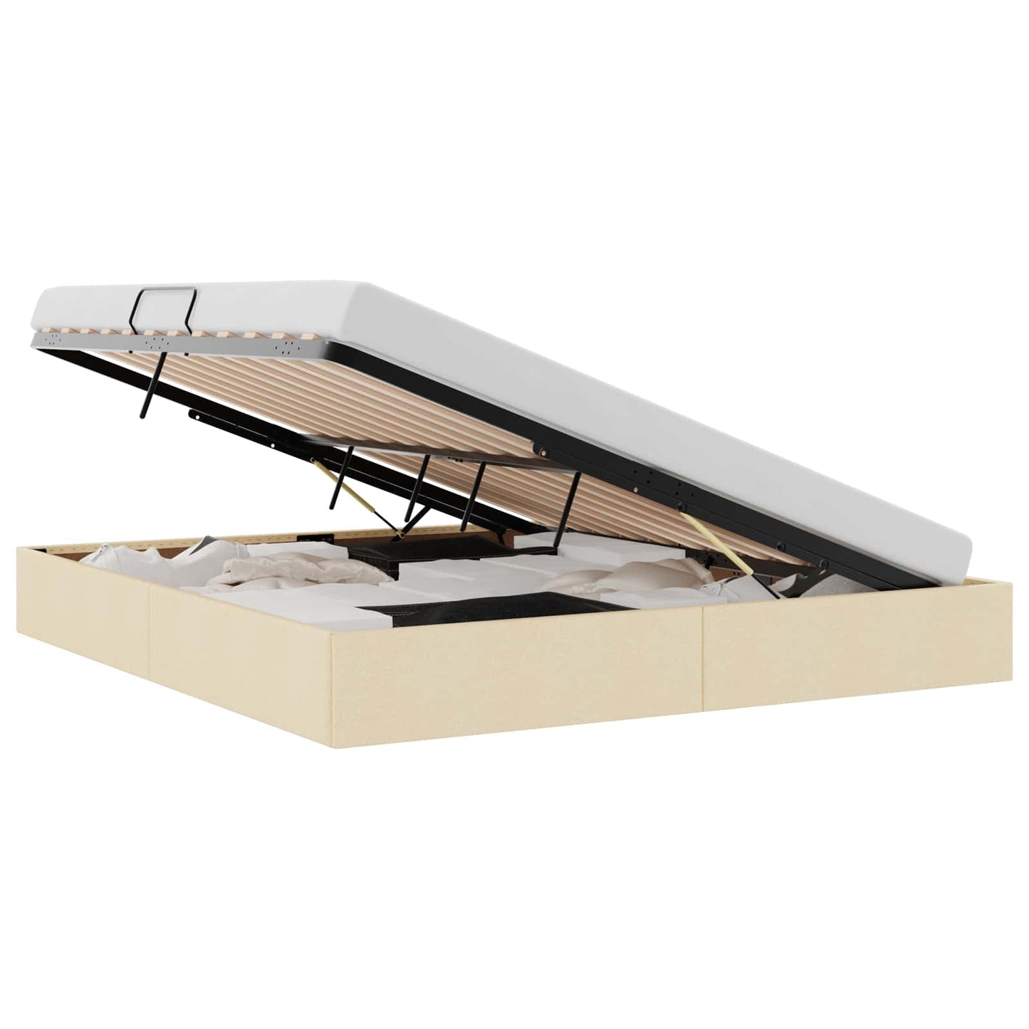 Letto con Contenitore con materasso Crema 160 x 200 cm Tessuto