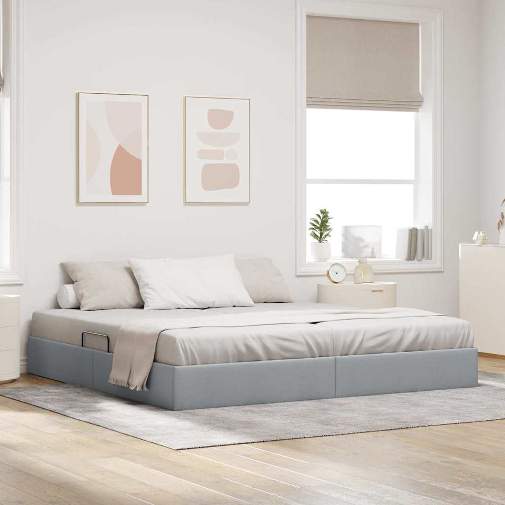 Letto con Contenitore Grigio chiaro 200 x 200 cm Tessuto