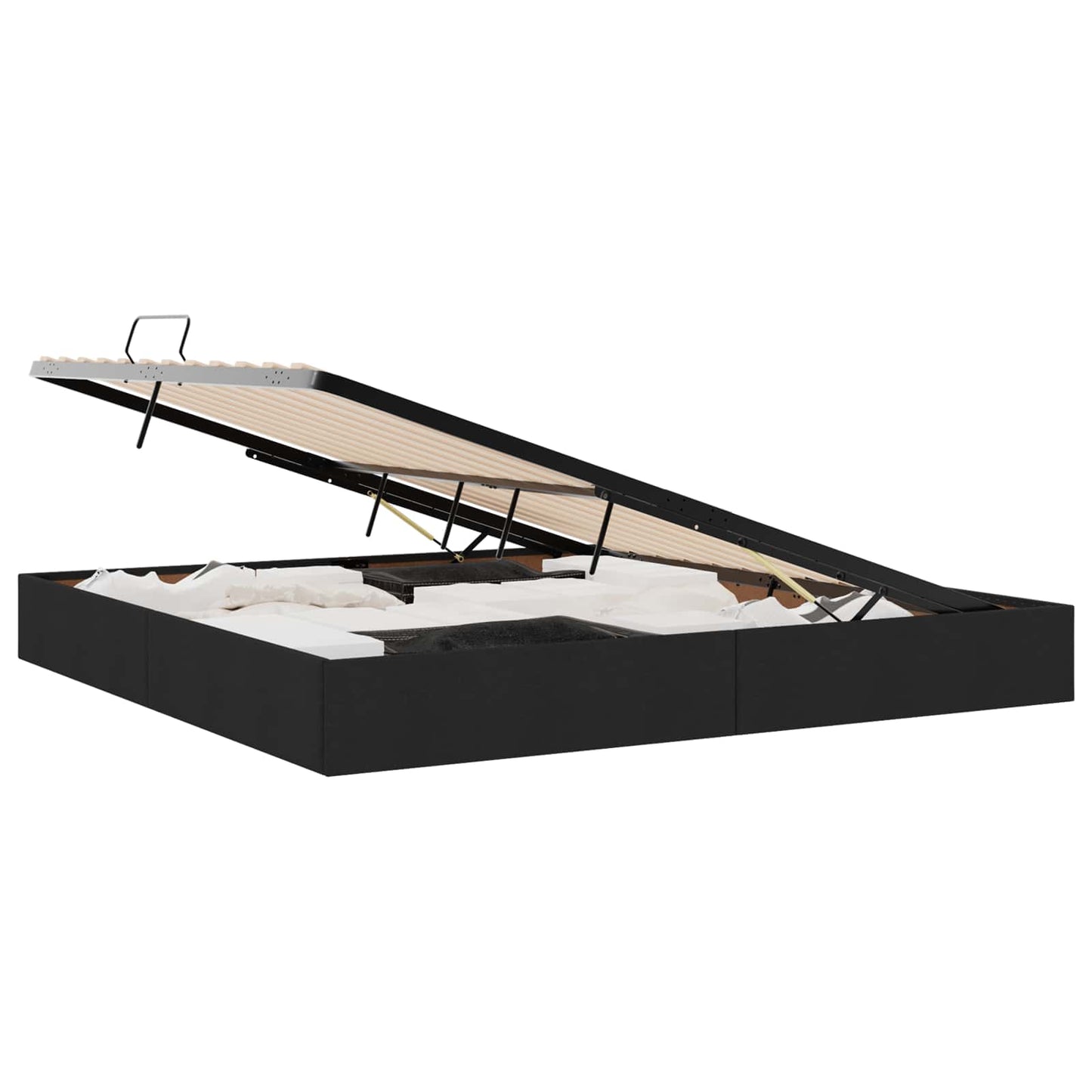 Letto con Contenitore con materasso Nero 200 x 200 cm Tessuto