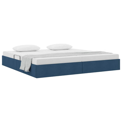 Letto con Contenitore con materasso Blu 200 x 200 cm Tessuto
