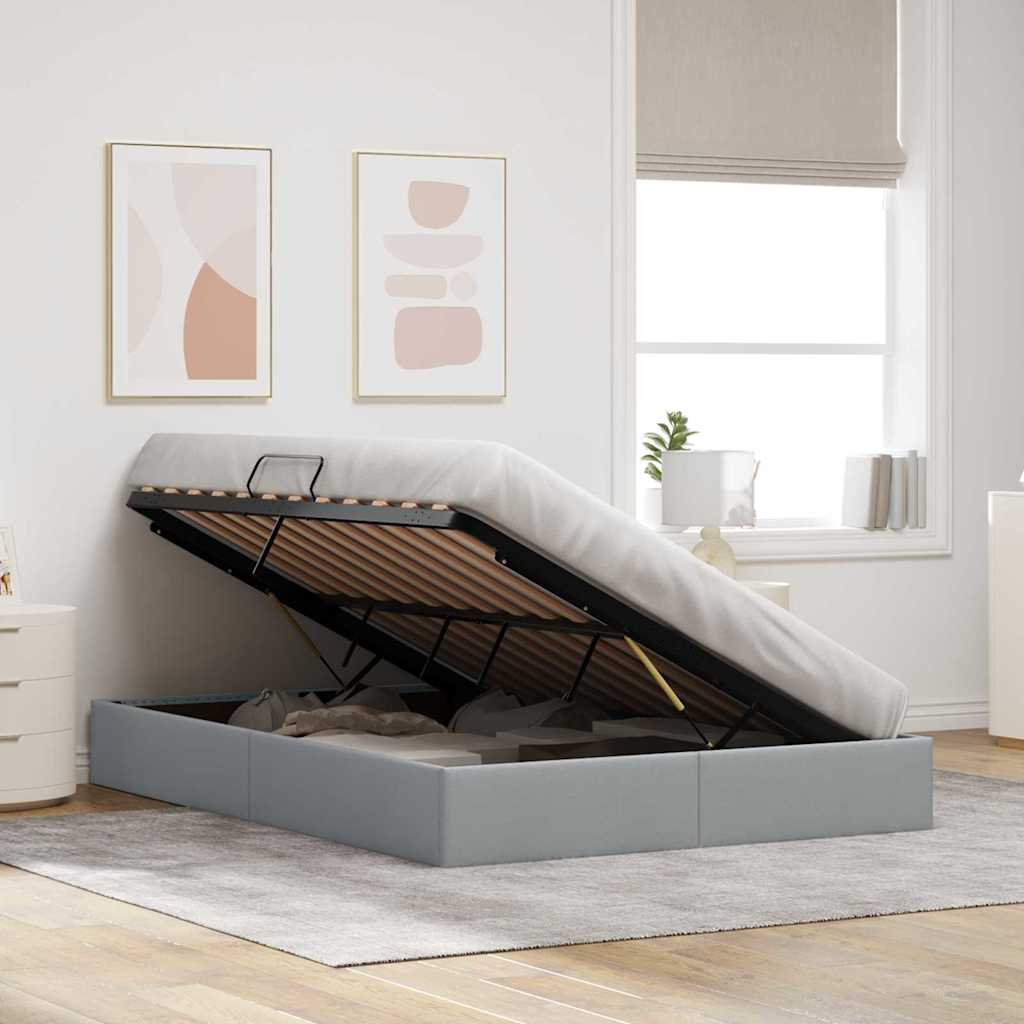 Letto con Contenitore Grigio Chiaro 135 x 190 cm Tessuto | homemem39