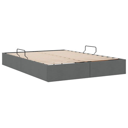 Letto con Contenitore Grigio Scuro 135 x 190 cm Tessuto | homemem39