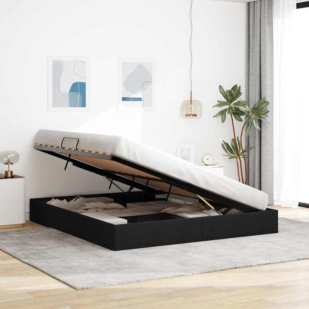 Letto con Contenitore Nero 180 x 200 cm Tessuto | homemem39
