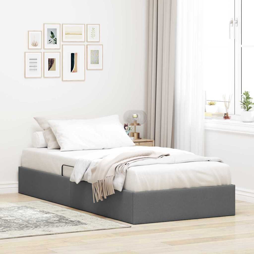 Letto con Contenitore Grigio Scuro 203 x 100 cm Tessuto