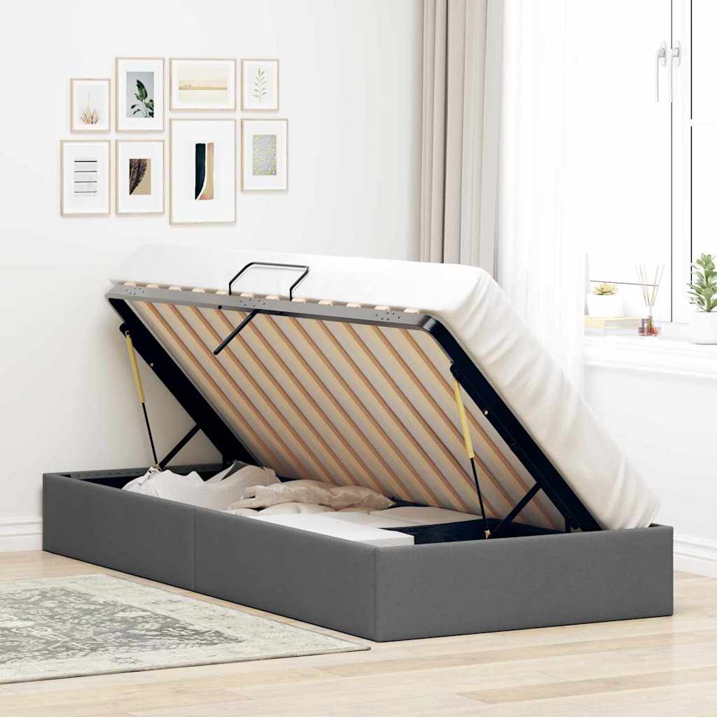 Letto con Contenitore Grigio Scuro 203 x 100 cm Tessuto | homemem39