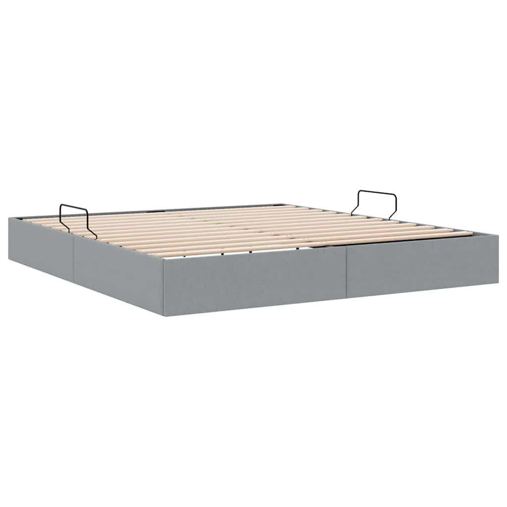 Letto con Contenitore Grigio Chiaro 193 x 203 cm Tessuto | homemem39