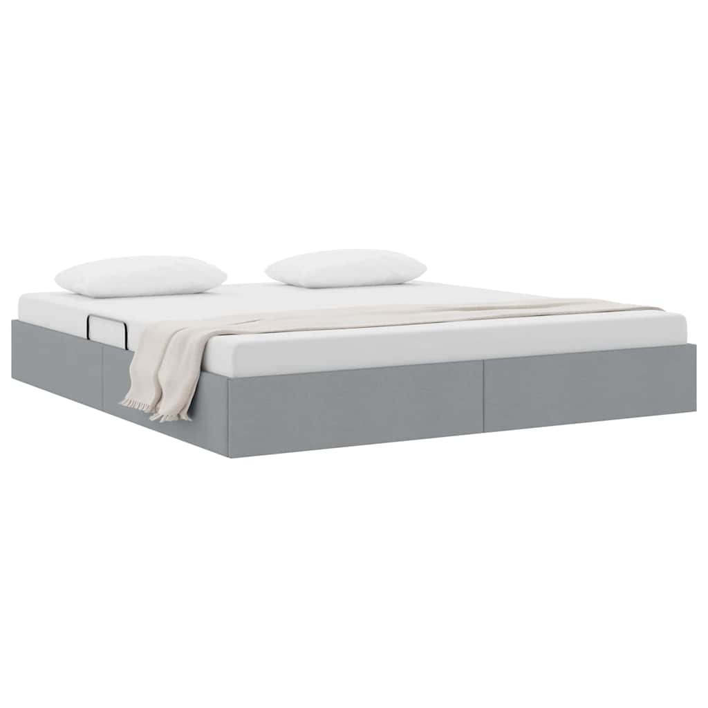 Letto con Contenitore Grigio Chiaro 193 x 203 cm Tessuto | homemem39