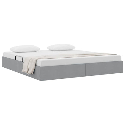 Letto con Contenitore Grigio Chiaro 193 x 203 cm Tessuto | homemem39