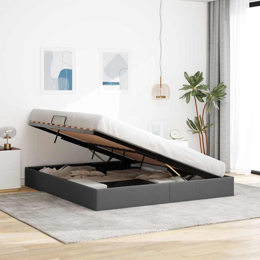 Letto con Contenitore Grigio Scuro 193 x 203 cm Tessuto | homemem39
