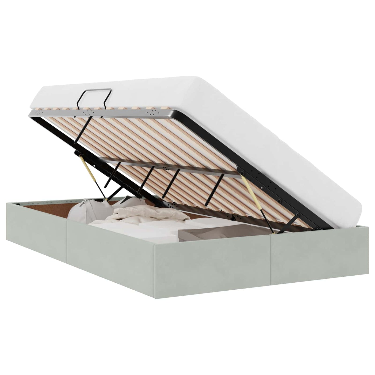 Letto con Contenitore Grigio chiaro 120 x 200 cm Velluto