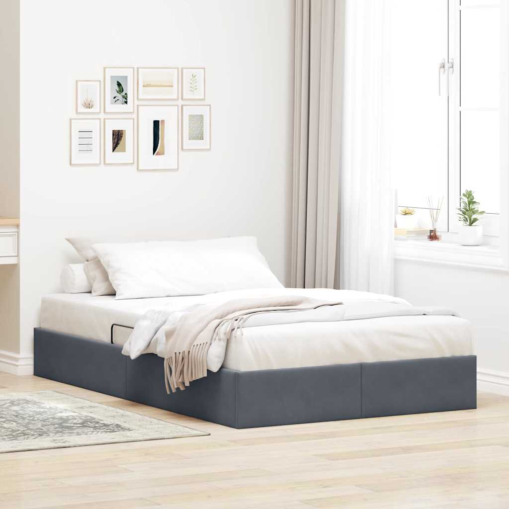 Letto con Contenitore Grigio scuro 120 x 200 cm Velluto