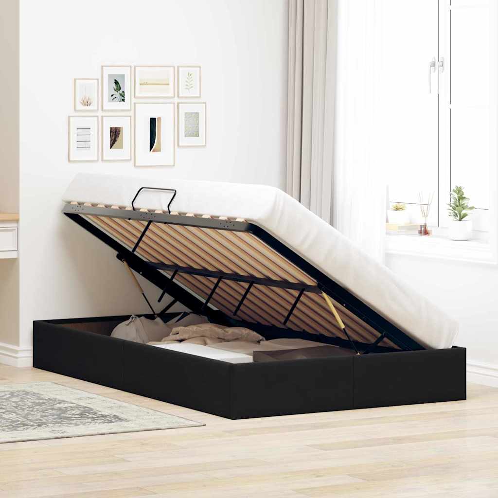 Letto con Contenitore con materasso Nero 120 x 200 cm Velluto