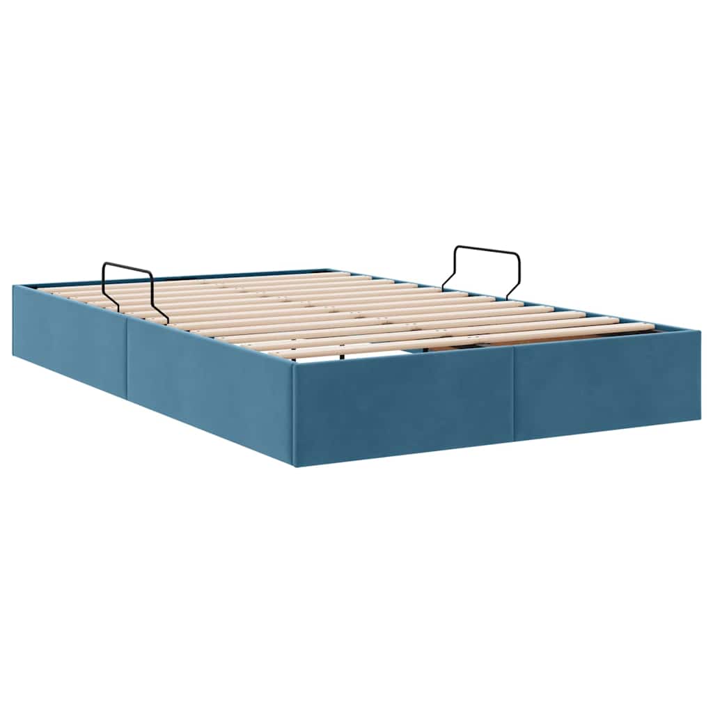 Letto con Contenitore Blu Scuro 120 x 200 cm Velluto