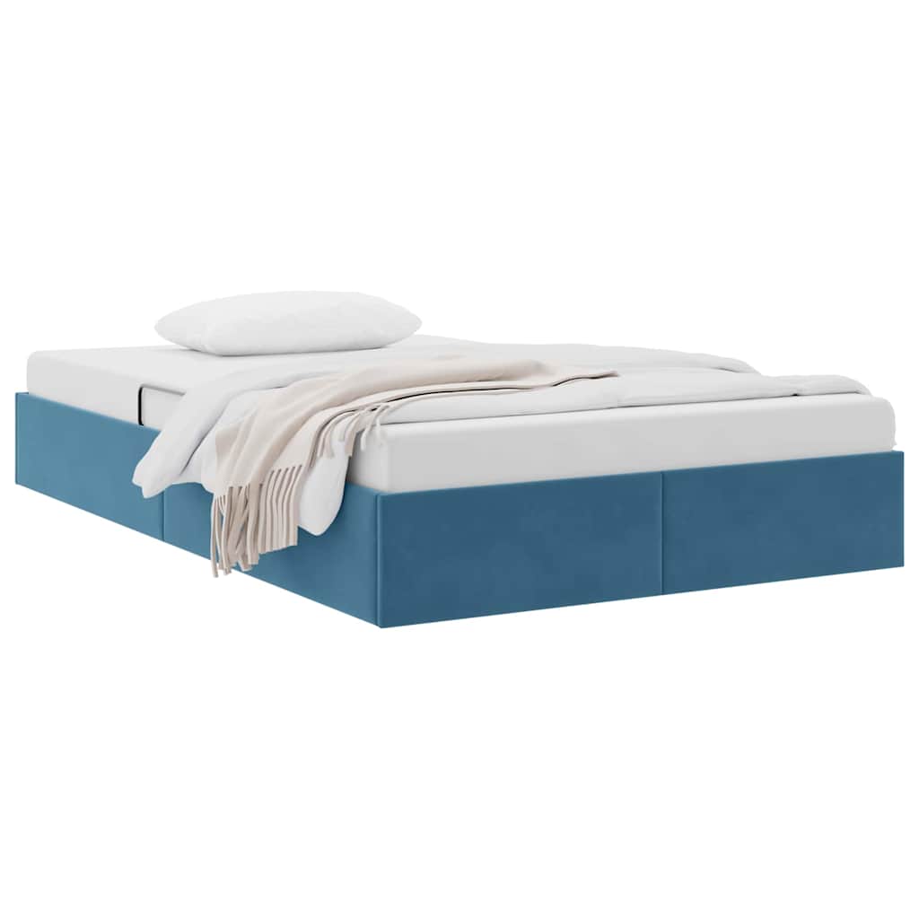 Letto con Contenitore Blu Scuro 120 x 200 cm Velluto