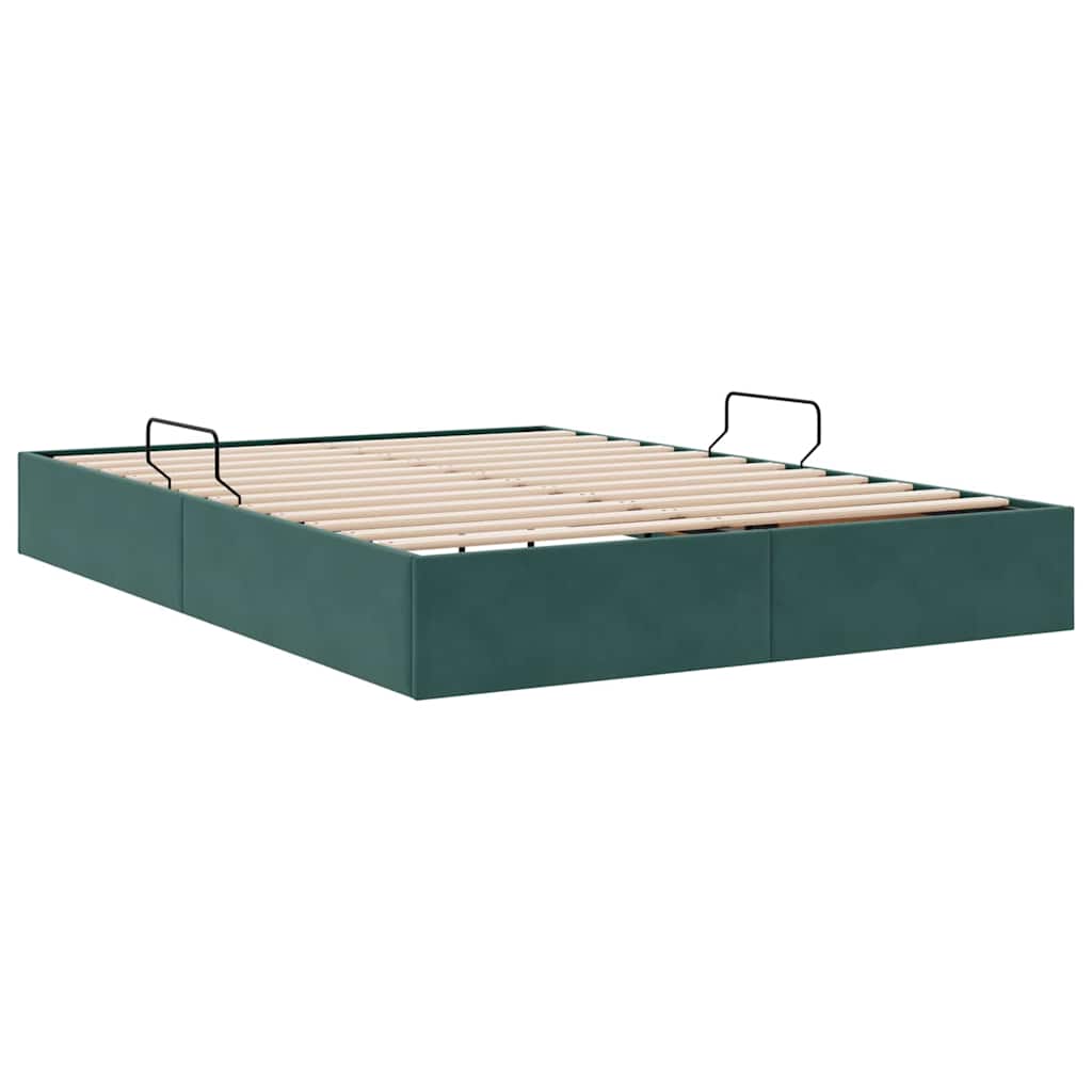 Letto con Contenitore Verde Scuro 140 x 190 cm Velluto
