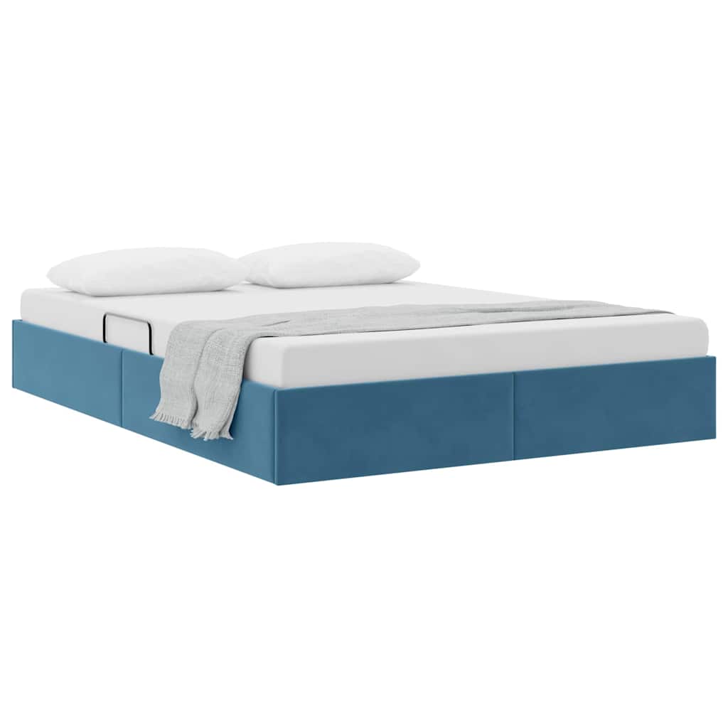 Letto con Contenitore Blu Scuro 140 x 190 cm Velluto