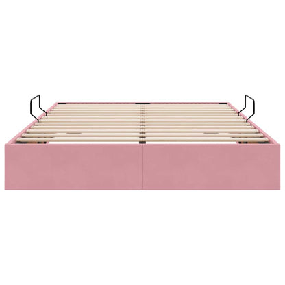 Letto con Contenitore con materasso Rosa 140 x 190 cm Velluto
