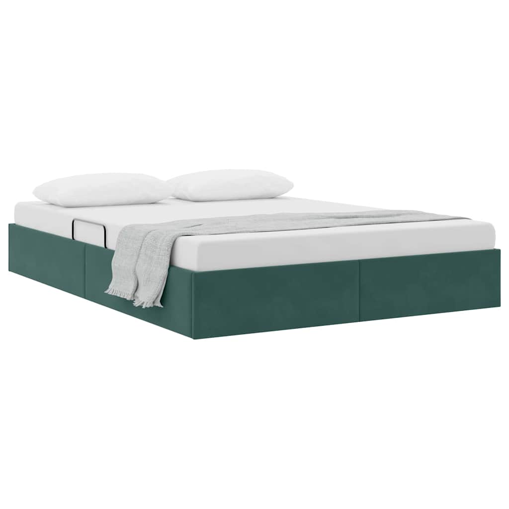 Letto con Contenitore Verde Scuro 140 x 200 cm Velluto