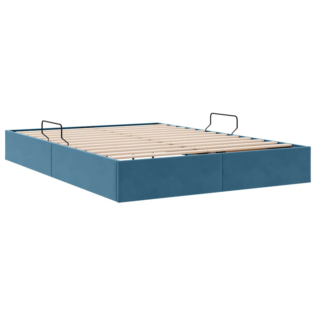 Letto con Contenitore Blu Scuro 140 x 200 cm Velluto