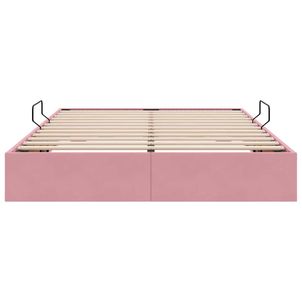 Letto con Contenitore con materasso Rosa 140 x 200 cm Velluto