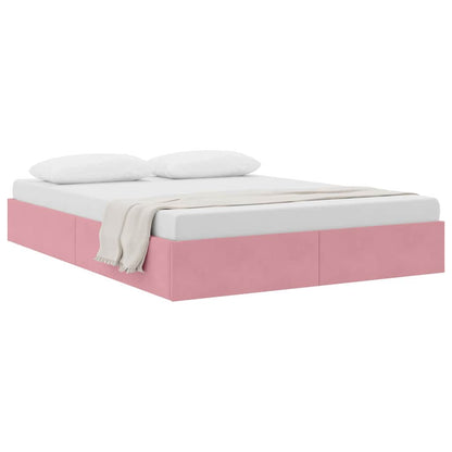 Letto con Contenitore con materasso Rosa 140 x 200 cm Velluto