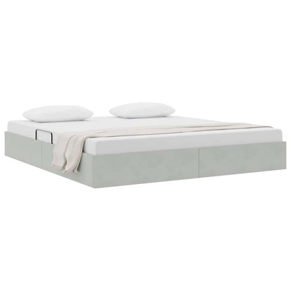 Letto con Contenitore Grigio chiaro 160 x 200 cm Velluto