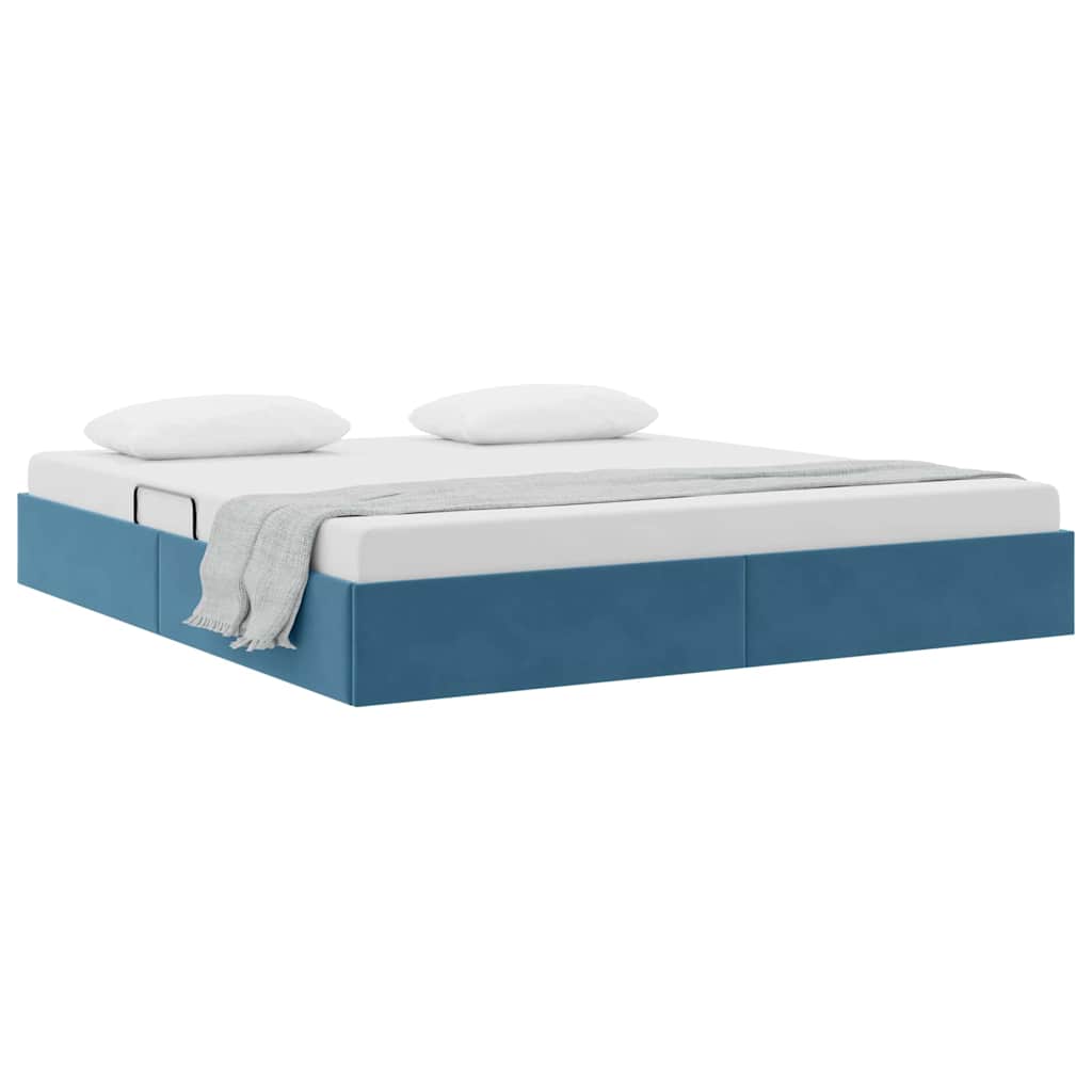 Letto con Contenitore Blu Scuro 160 x 200 cm Velluto