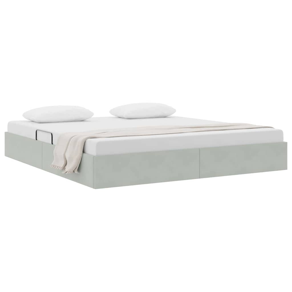Letto con Contenitore Grigio chiaro 180 x 200 cm Velluto