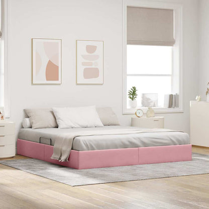 Letto con Contenitore con materasso Rosa 180 x 200 cm Velluto