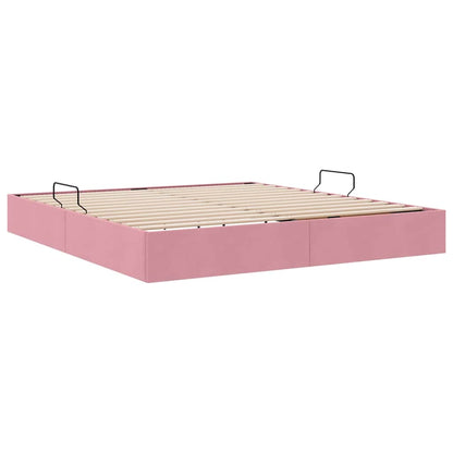 Letto con Contenitore con materasso Rosa 180 x 200 cm Velluto