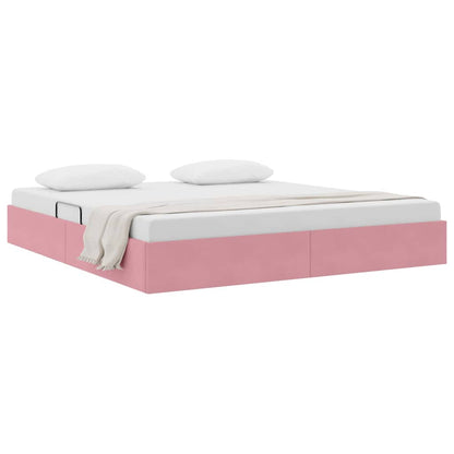 Letto con Contenitore con materasso Rosa 180 x 200 cm Velluto