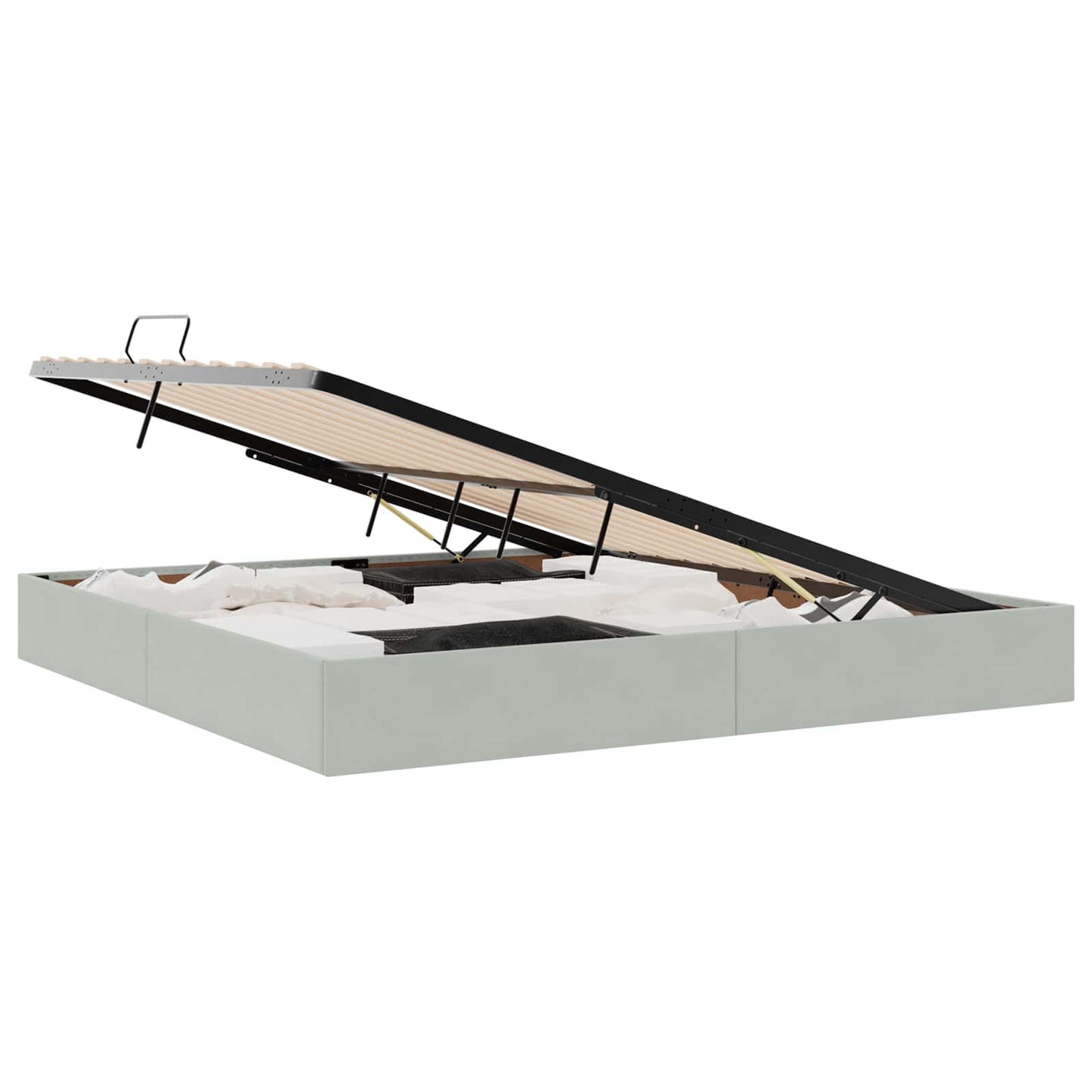 Letto con Contenitore Grigio chiaro 200 x 200 cm Velluto