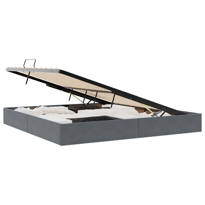 Letto con Contenitore Grigio scuro 200 x 200 cm Velluto