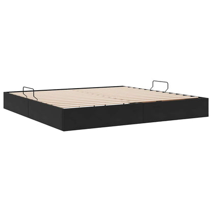 Letto con Contenitore con materasso Nero 200 x 200 cm Velluto