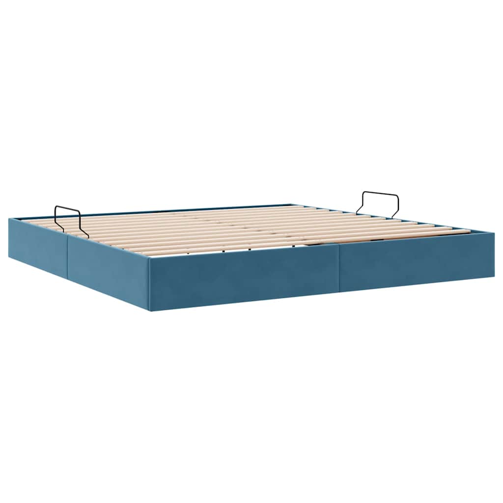 Letto con Contenitore Blu Scuro 200 x 200 cm Velluto