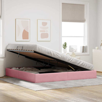 Letto con Contenitore con materasso Rosa 200 x 200 cm Velluto