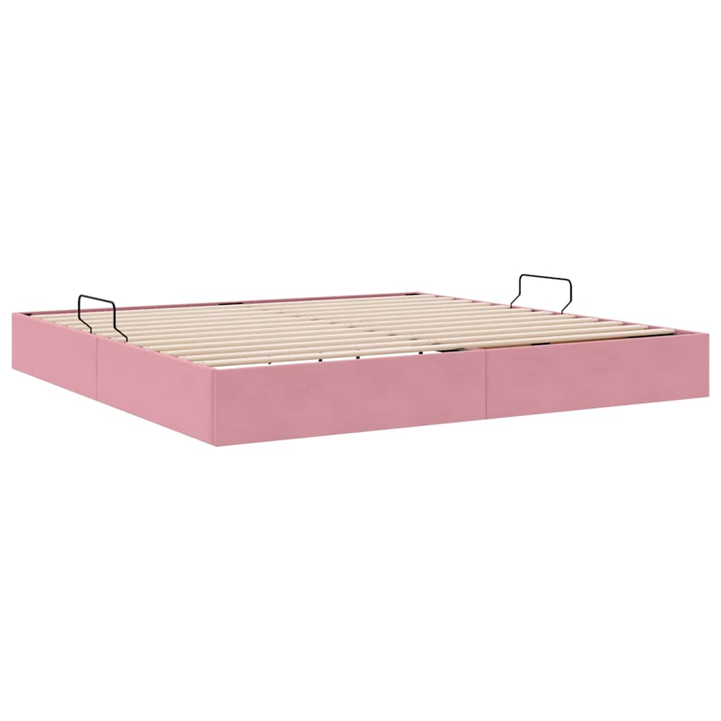 Letto con Contenitore con materasso Rosa 200 x 200 cm Velluto