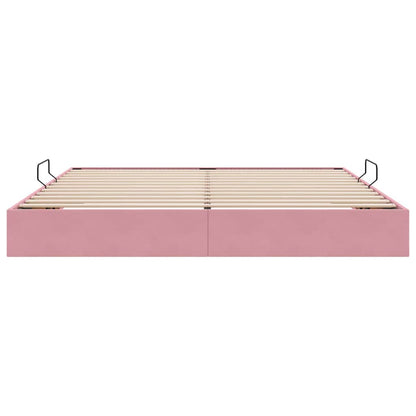 Letto con Contenitore con materasso Rosa 200 x 200 cm Velluto