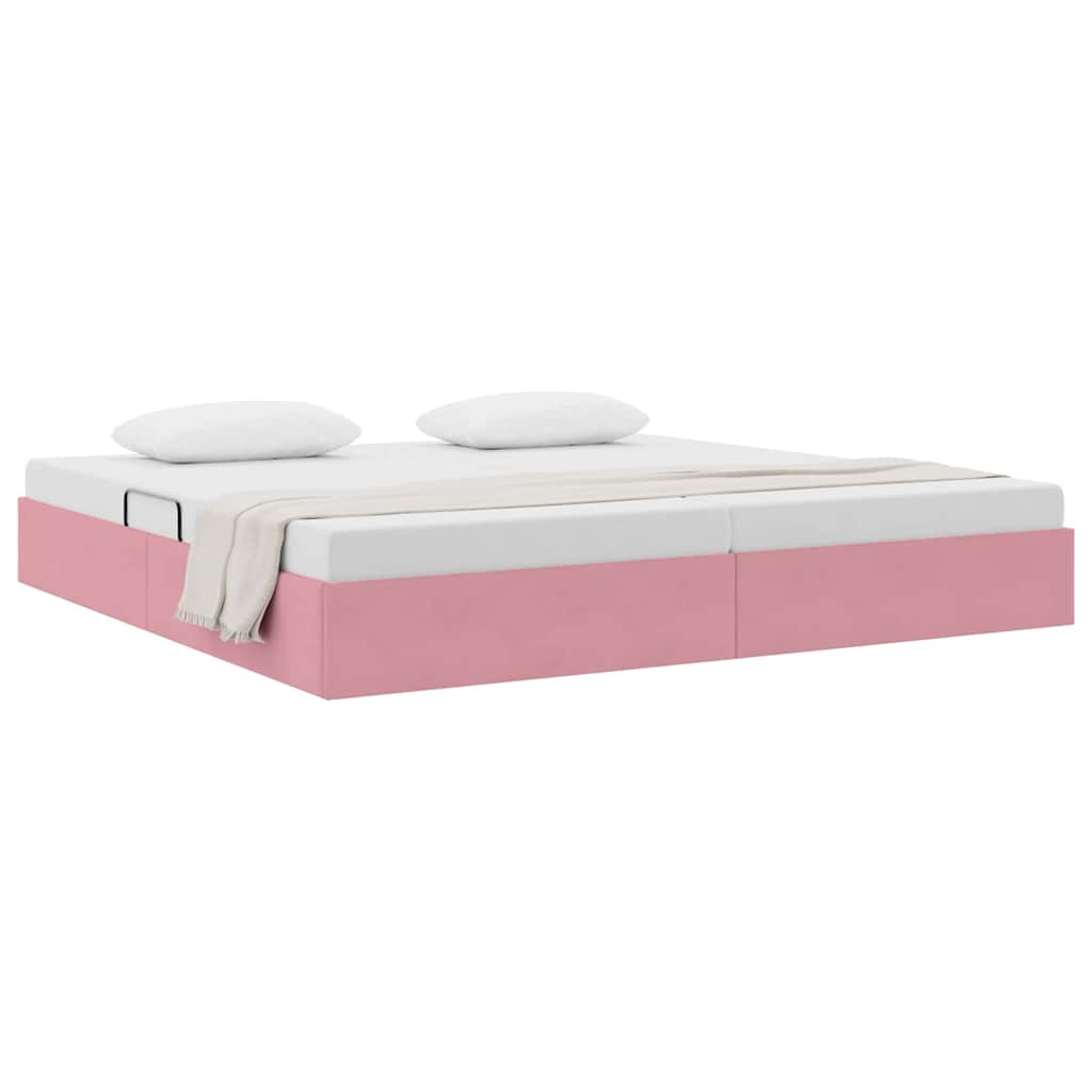 Letto con Contenitore con materasso Rosa 200 x 200 cm Velluto