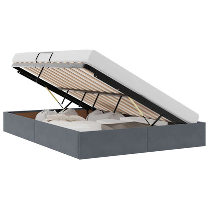 Letto con Contenitore Grigio Scuro 135 x 190 cm Velluto | homemem39